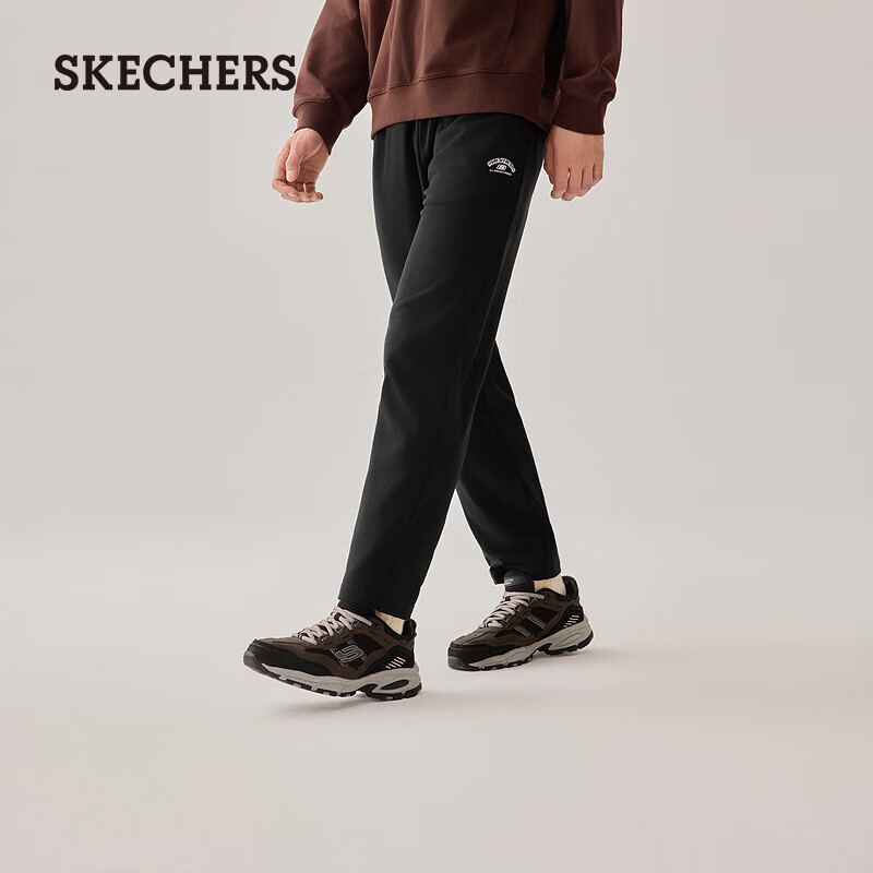 斯凯奇（Skechers）男女同款梭织长裤舒适百搭休闲裤L425M071 碳黑/0018-男款 XL