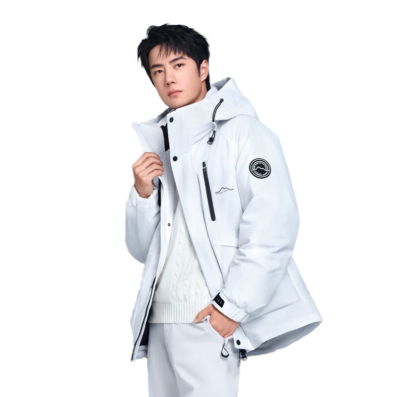 鸭鸭王一博明星同款冬季男士短款羽绒服连帽工装加厚保暖休闲外套潮流