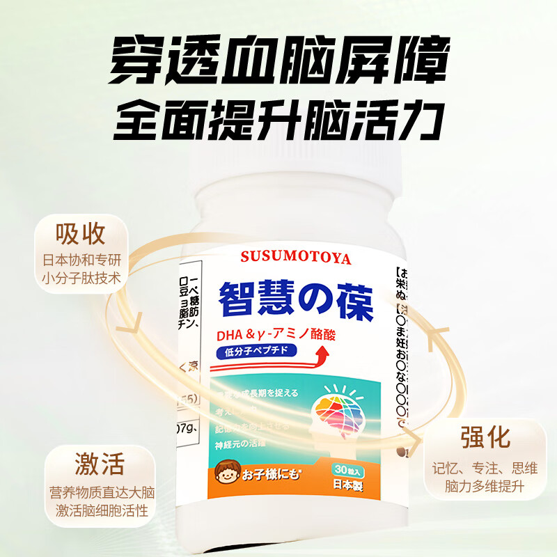 SUSUMOTOYA脑活素智慧的葆DHA银杏桑叶精华 单瓶装 30粒/瓶