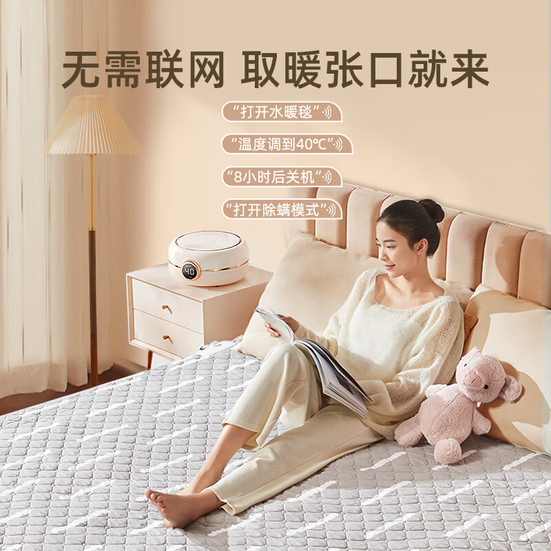 南极人水暖电热毯双单人恒温水循环除螨静音家炕用水暖电褥子正品水暖毯 镇店旗舰【语音智控款+灰色毯】手机控制+直流变频 180cm*120cm 单人毯（±5cm）