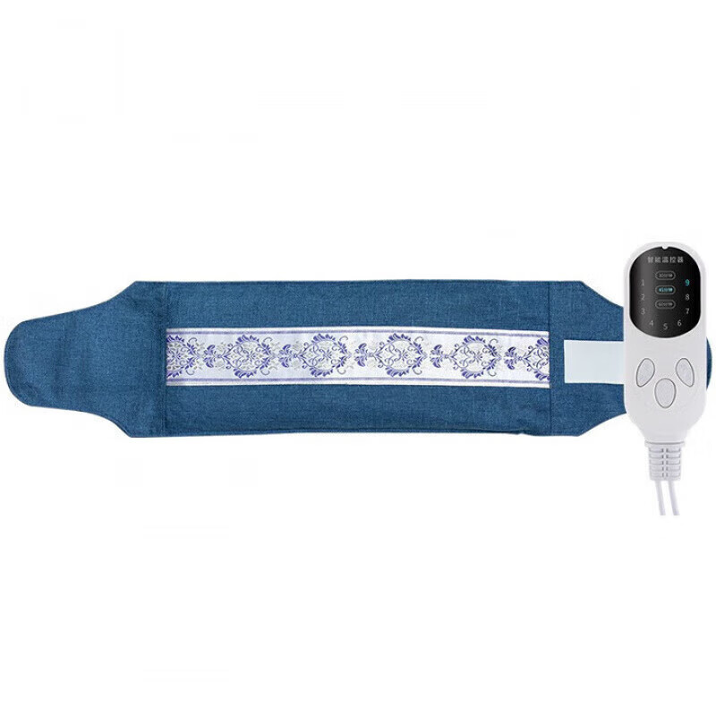 海盐热敷包艾草袋热敷艾草粗盐热敷包电加热腰颈肩腰腿全身热敷 热销款【9档控温绑带款-青蓝色】送艾绒2片