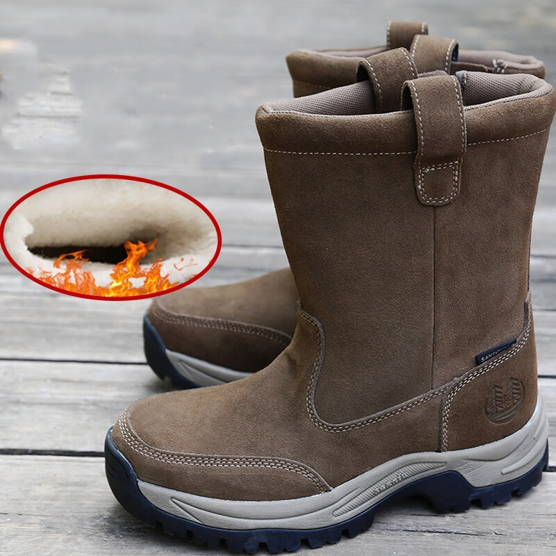 赤焰舰皮毛一体雪地靴男冬季保暖皮羊毛翻毛皮棉鞋蒙古马靴东北防寒靴