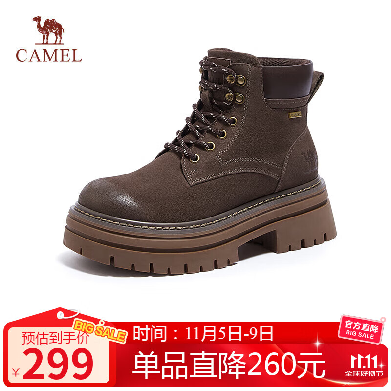 骆驼（CAMEL）【山丘2.0】大黄靴户外马丁靴 L24W076664A 咖色 39