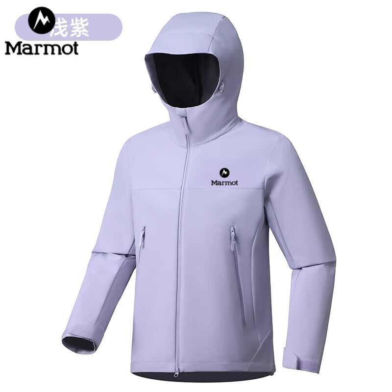 土拨鼠（Marmot）秋冬款户外软壳冲锋衣男女防水防风登山露营防水保暖夹克外套 浅紫 XL