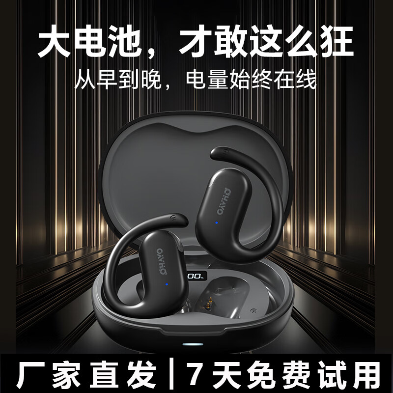 雷登 OHAYOT9蓝牙耳机挂耳式超长续航不入耳高音质专业骑行跑步运动耳机 双11 购物推荐 T9黑色【HIFI级音质】