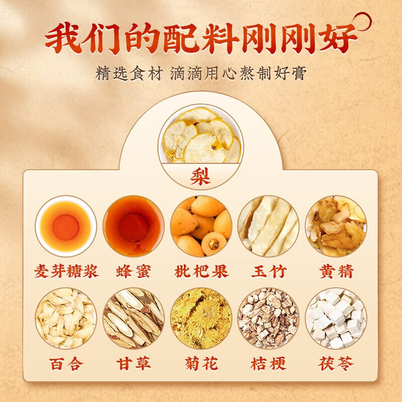 内廷上用 北京同仁堂枇杷秋梨膏雪梨膏老人儿童润喉护嗓润肺化痰滋养止咳H 【2盒见效装】180g/盒