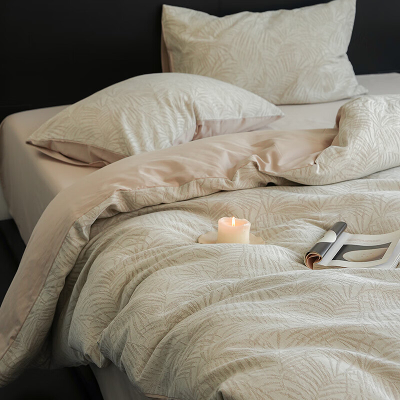 苏萱A类三层纱全棉磨毛床上四件套纯棉2025新款秋冬加厚被套床单床笠4 夏目-米灰 1.8m 床单款 四件套-被套200x230cm