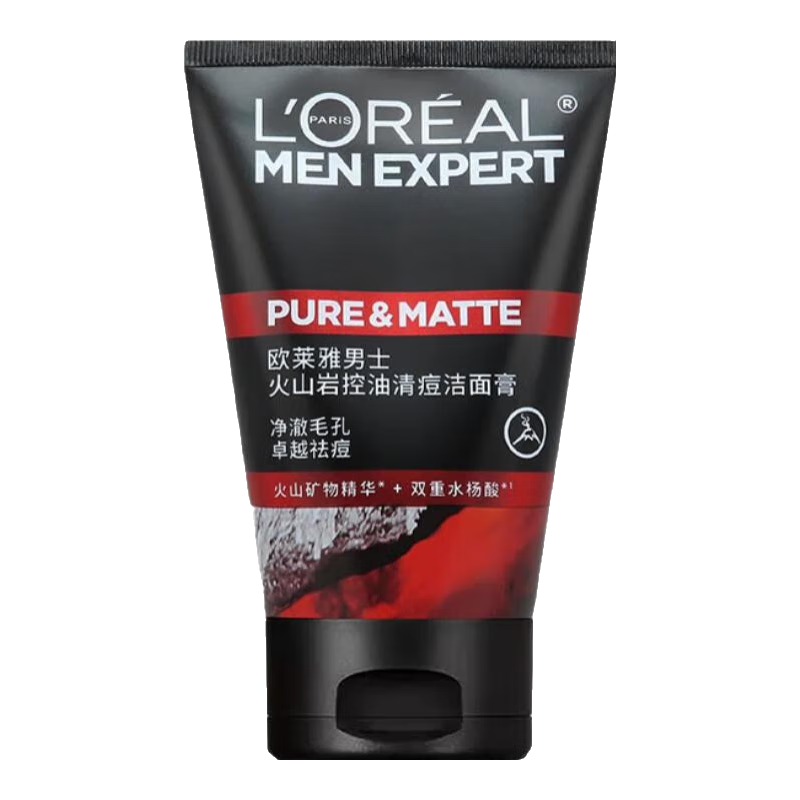 歐萊雅(LOREAL)男士洗面奶控油祛痘去黑頭收縮毛孔美白提亮膚10-12-18歲青少年男 【祛痘選】清痘潔面100ml