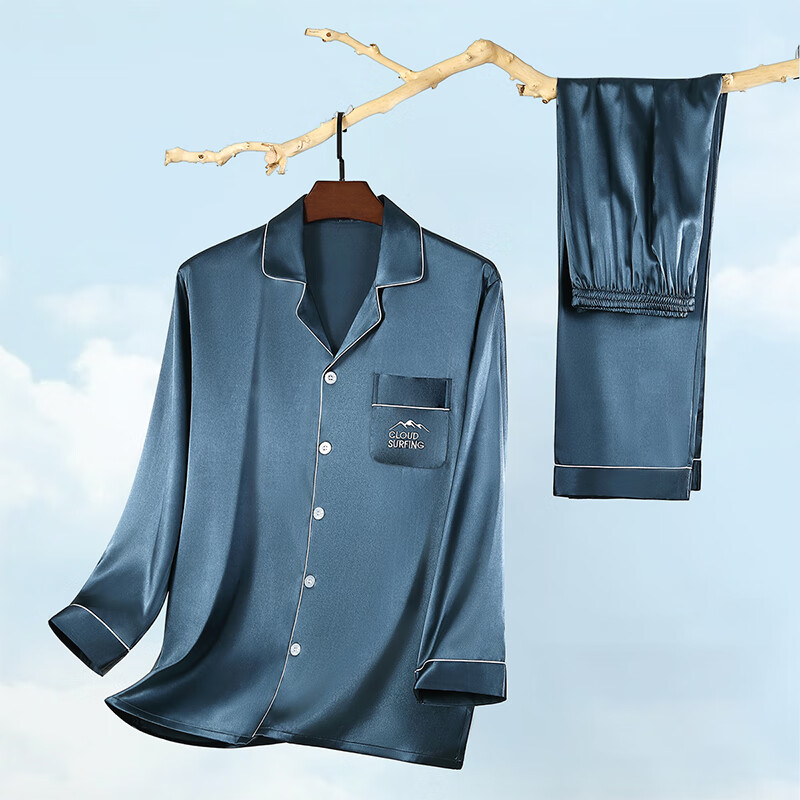 古今（GUJIN）睡衣男士家居服春秋季2026年新款长袖裤高端轻奢可外穿男生青少年 石松绿 3XL （推荐体重：175-200斤）