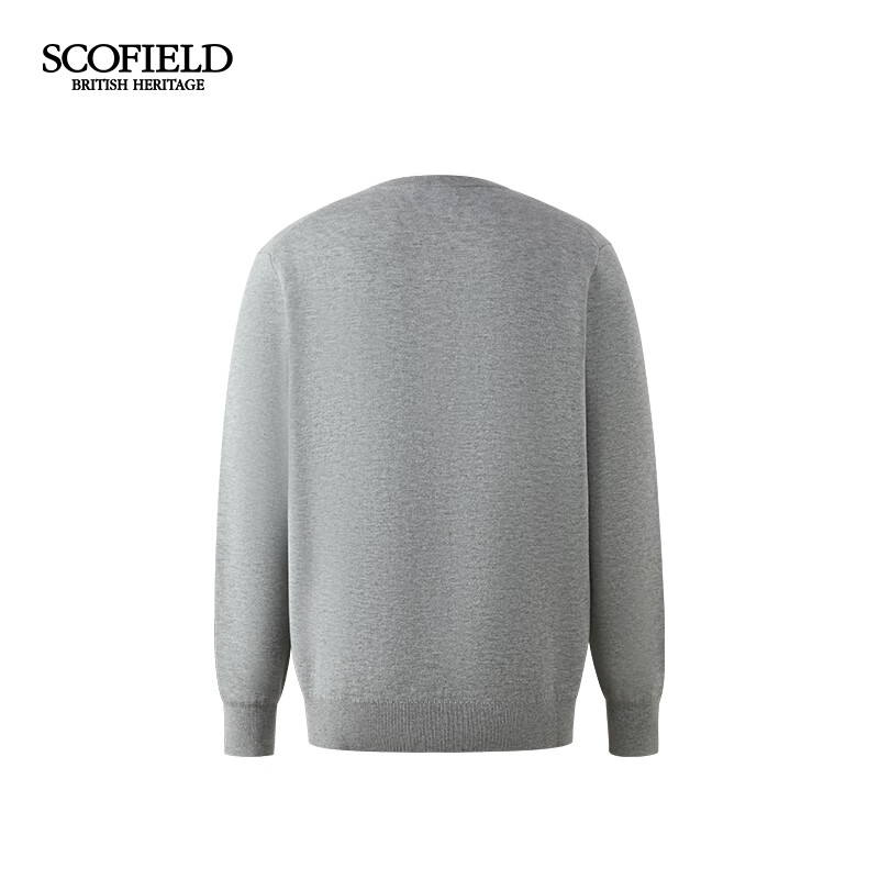 Scofield男装25年秋冬新款绵羊毛圆领简约纯色商务休闲保暖毛衣 灰色 XL (180)