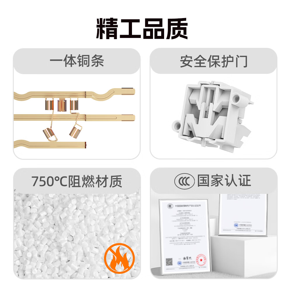罗格朗新国标插座插排接线板总控接线板插排插板插座面板 【新国标防过载】总控4位5孔+4位2孔-2.8米