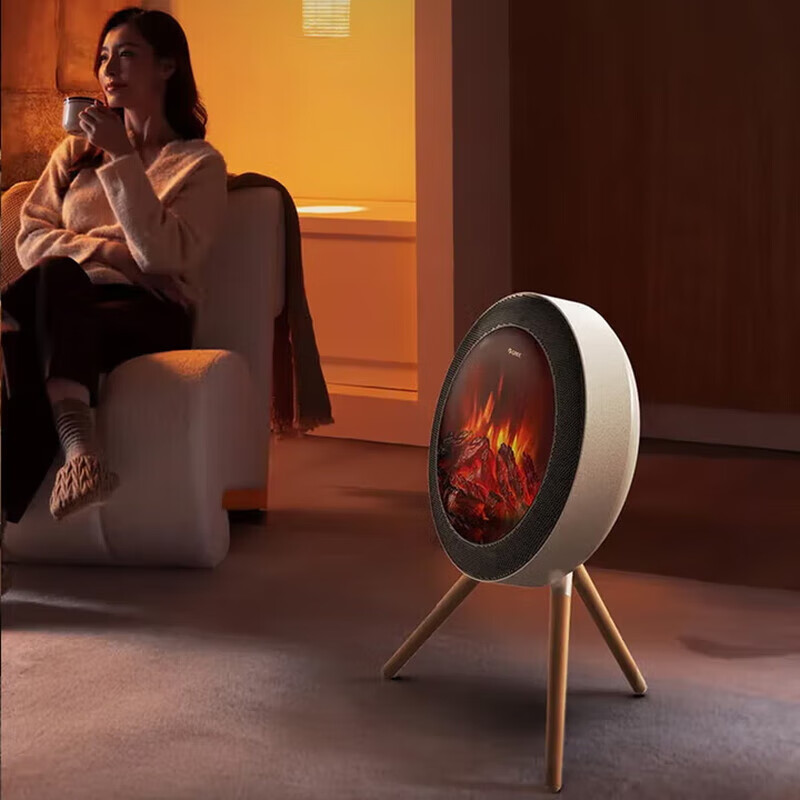 格力（GREE）石墨烯取暖器家用北欧时光篝火暖风机仿真火焰速热电暖气ECO节能 NFTD-X6020B-MF【若华金+黑】