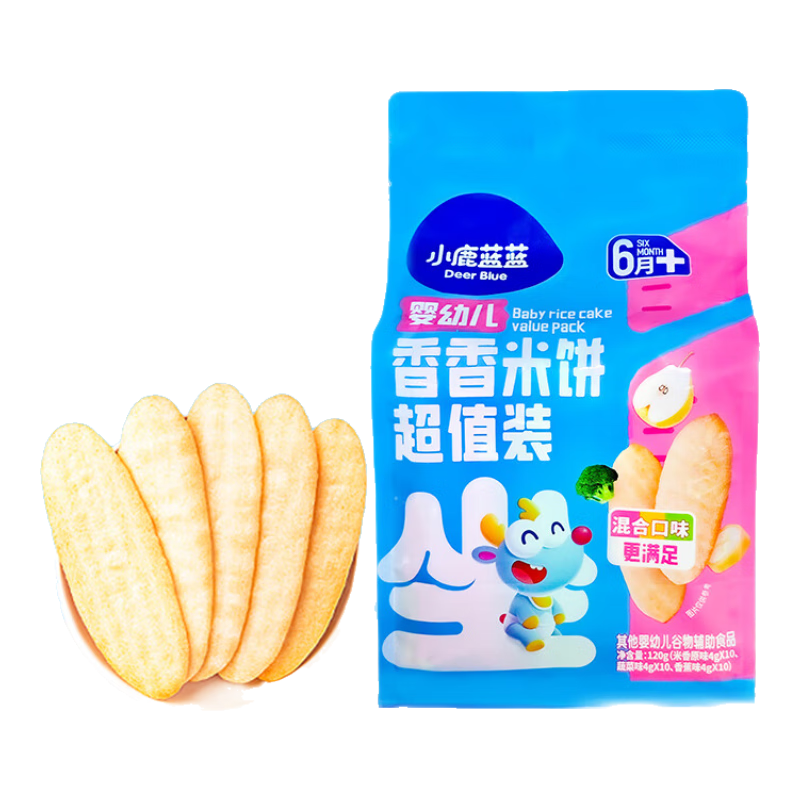 小鹿蓝蓝_婴儿米饼 宝宝零食婴儿6个月以上幼儿零食米饼 【囤货1袋】混合口味60片