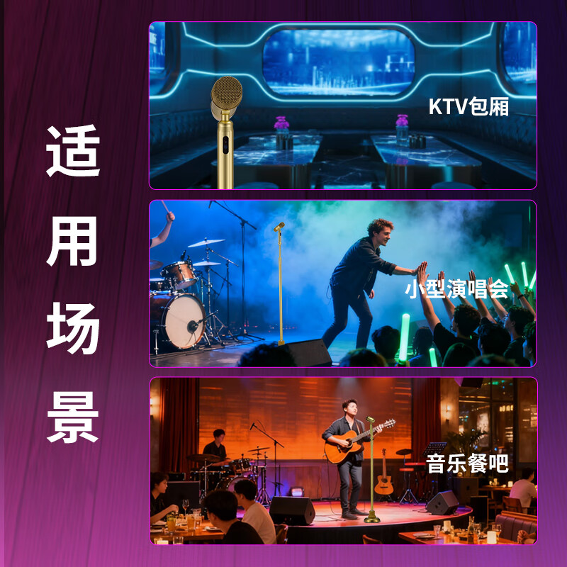 铃锐科技LR铃锐金腔无线麦克风支架话筒架落地式立麦摇麦ktv专用k歌神器舞台演出立杆麦家用可360°旋转 按需定制