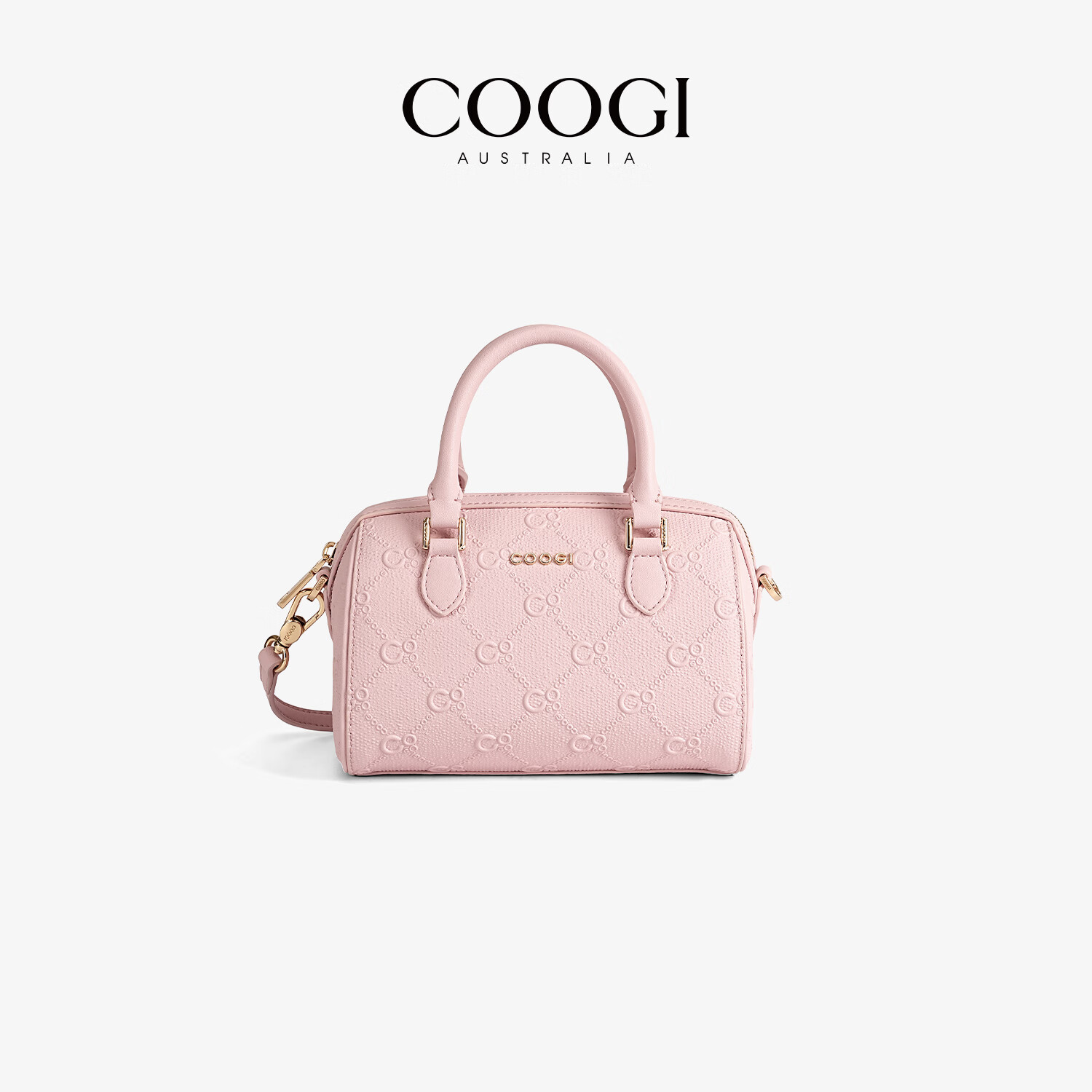 COOGI【Angelababy明星同款】包包女包单肩手提包斜跨波士顿包圣诞礼物 粉色 20*13*12.6CM