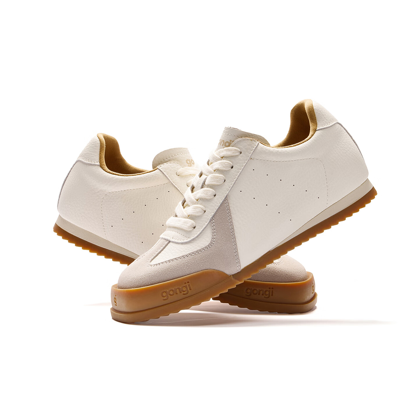 共迹gongji田嘉瑞同款德训鞋女鞋内增高薄底运动鞋男小白鞋休闲板鞋情侣鞋 月白男款 44