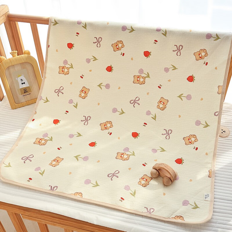 boxbaby婴儿隔尿垫 大号可洗防水床单超大透气宝宝儿童防尿床垫新生床单 升级透气棉 草莓熊【50x70cm】