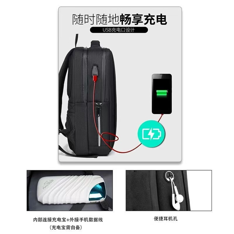 红同双肩包男士背包笔记本电脑包商务旅行出差通勤大容量书包商务出差 典雅黑【加厚肩带】 15.6英寸