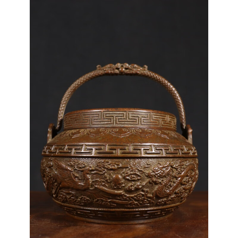 铜暖手炉球形火铳火冲汤婆子复古取暖随身手提木炭仿古香炉礼品 3款景泰蓝重约940克