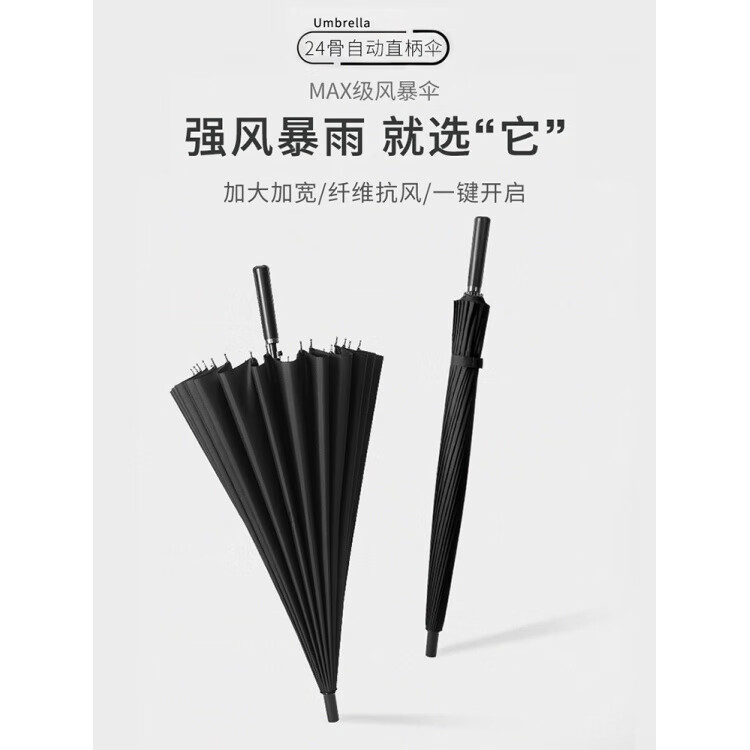 天瑋傘業(yè)（Tianwei umbrella）24骨長柄雨傘男士超大全自動(dòng)暴雨專用傘加固結(jié)實(shí)抗風(fēng)暴直桿大雨傘 一一24根纖維骨更防風(fēng)一一