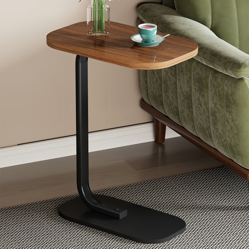 馨婺家沙发小边几小户型客厅现代简约小型创意茶几家用卧室高级感床头柜 黑架胡桃色【20*30】加粗加固