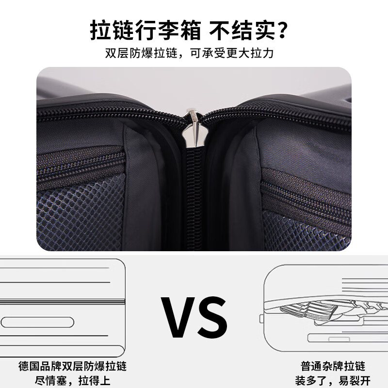 朗客德国大容量双层防爆拉链行李箱32寸超轻结实耐用旅行拉杆皮pc箱28 枪灰色-德国品质/双层防爆拉链款 30英寸 免费托运-加厚加大-适合上大学/长途