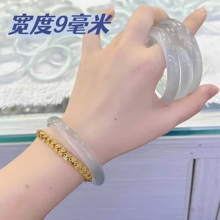 buhesyt白月光荔枝冻高冰蓝猫眼玉髓手镯女 细款52适合70