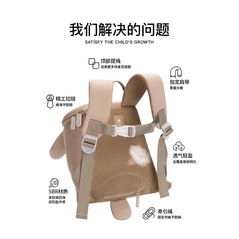 zoy zoii·zoyzoii幼儿牵引包2-6岁儿童背包男女孩轻便出行儿童节日礼物 【乖巧龅牙兔】带防走失绳