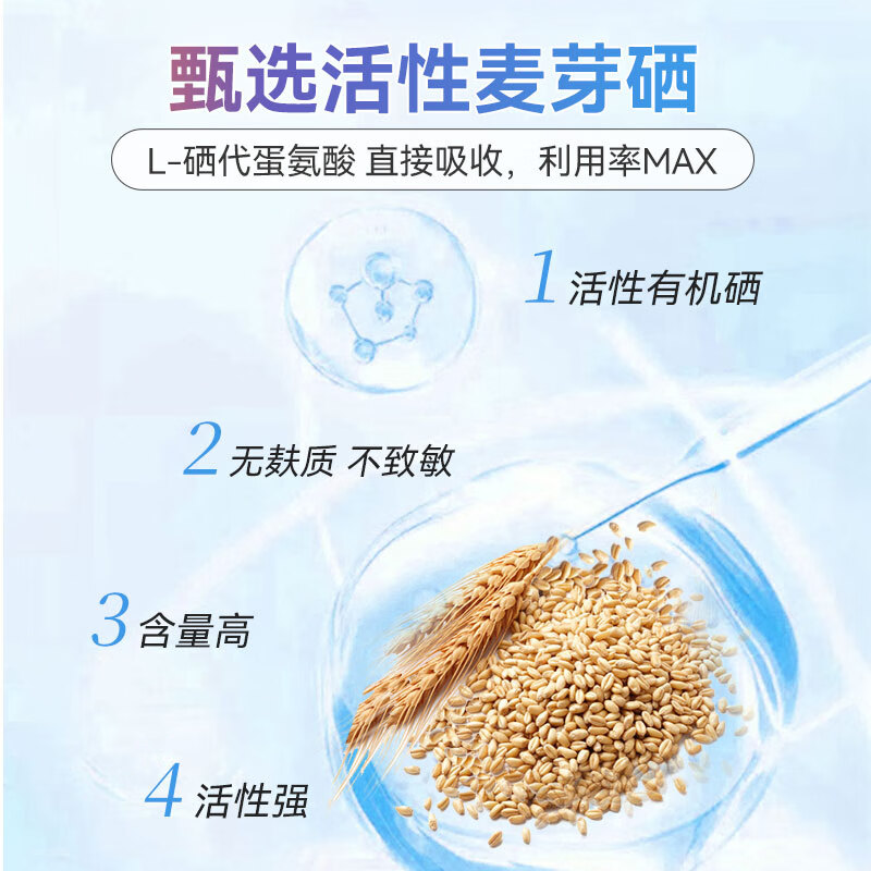 Confidence USA信心康乐葡聚糖灵芝麦芽硒片300mcg hpv转阴补硒增强免疫美国进口 90片*1瓶 【金标版硒】