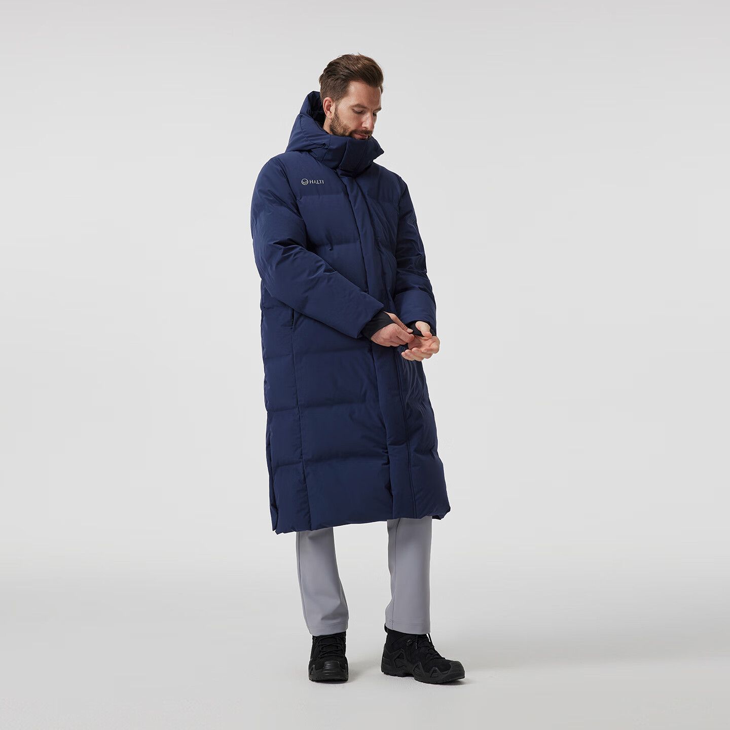 HALTI哈尔迪羽绒服秋冬外穿防泼水防风保暖长款95%鹅绒服708S 琉璃蓝 2XL 185/100A