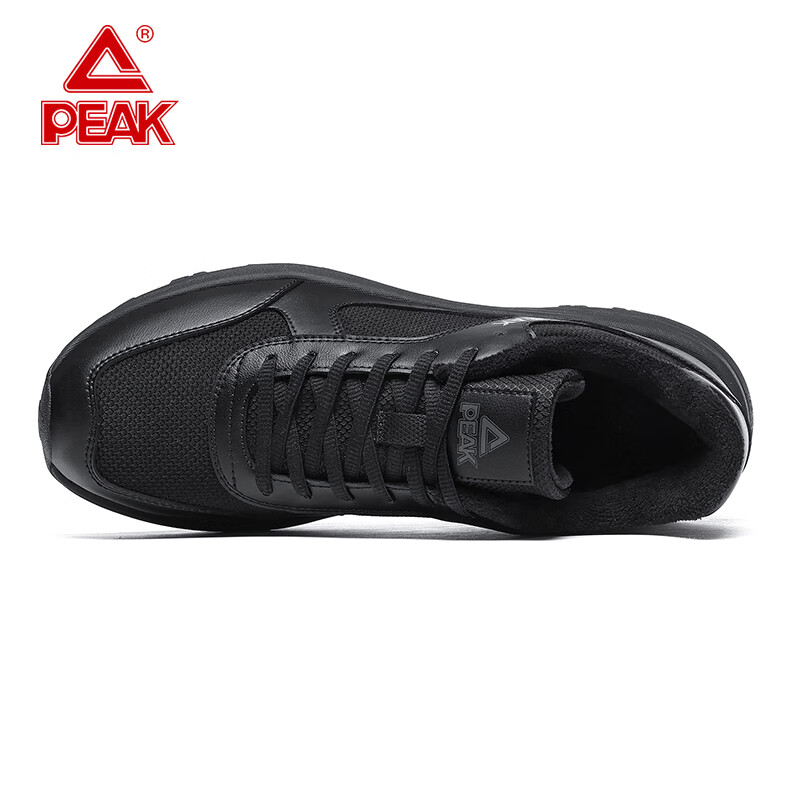 匹克态极跑步鞋软底减震耐磨登山鞋男鞋棉鞋全黑通勤冬季加绒运动鞋 黑色 39