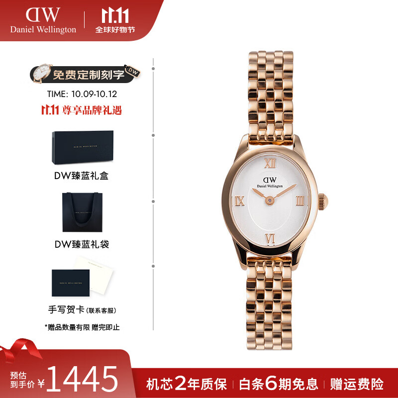 丹尼尔惠灵顿沈月同款DW手表女复古椭圆表女士石英手表欧美腕表七夕礼物送女友 冰川白椭圆表RG 25.5*22MM