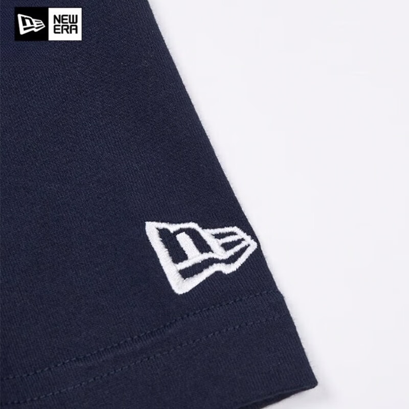 NEW ERA纽亦华MLB印花圆领腰果花运动短袖T恤情侣男女同款NY宽松 藏青色 常规 13546478 L