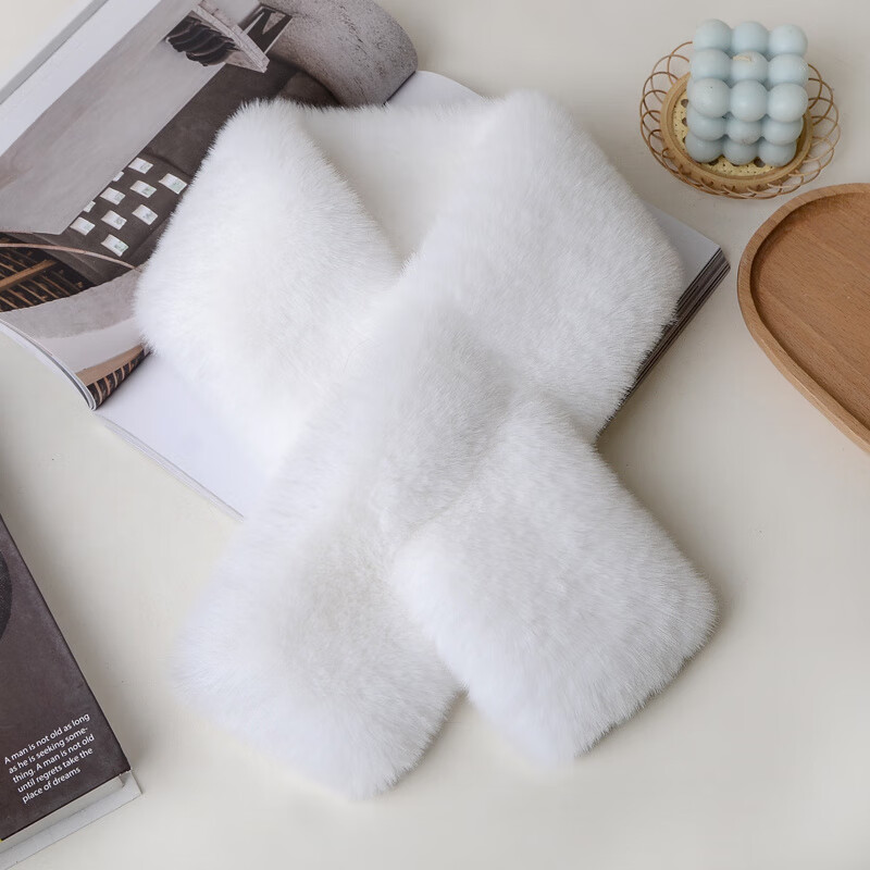 TUTORGOOSE高品质柔软亲肤皮草围巾围脖秋冬季保暖加厚韩版仿兔毛领巾礼物 黑色 双面加绒加厚围巾