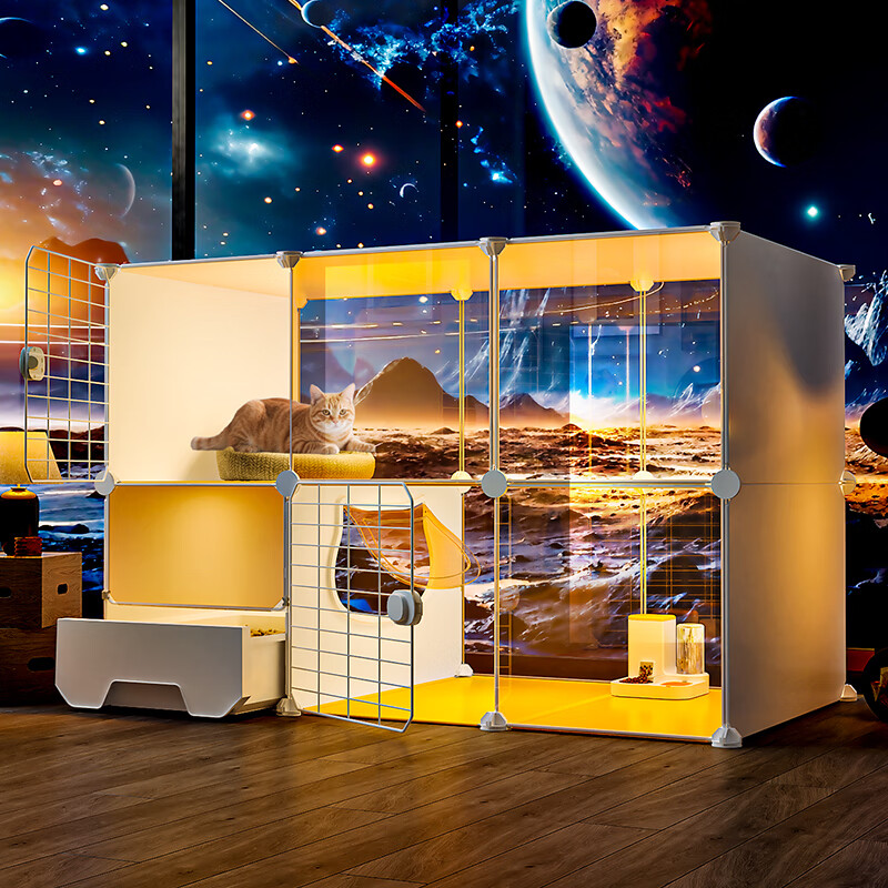 蔻丝猫别墅厕所一体超大空间猫笼子家用室内猫窝四季通用全景猫屋舍