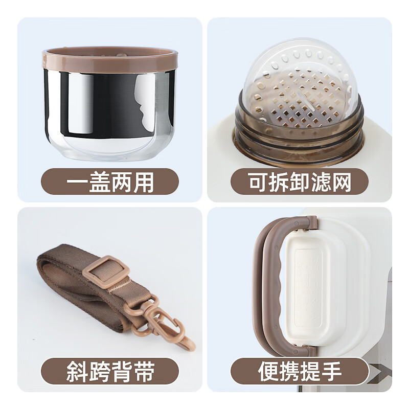 吨杯桶大容量水杯男生户外运动健身水壶可携式桶工 黑色1500ML【抱婴袋+大把手+滤网