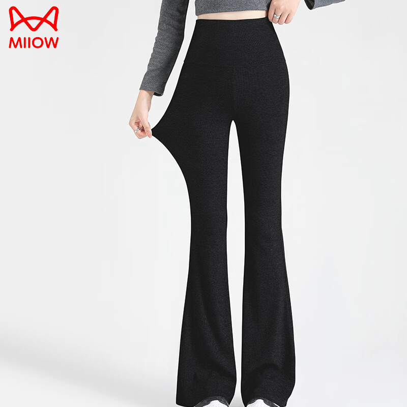 猫人（MiiOW）孕妇微喇裤子孕期不勒肚子外穿秋季2025新款瑜伽打底裤百搭黑色XL