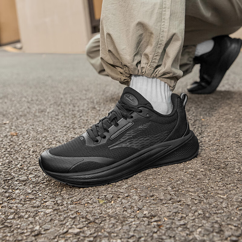 361°男鞋运动鞋飞翼4秋冬季新品网面透气缓震黑色通勤鞋男常规跑鞋 曜石黑 42