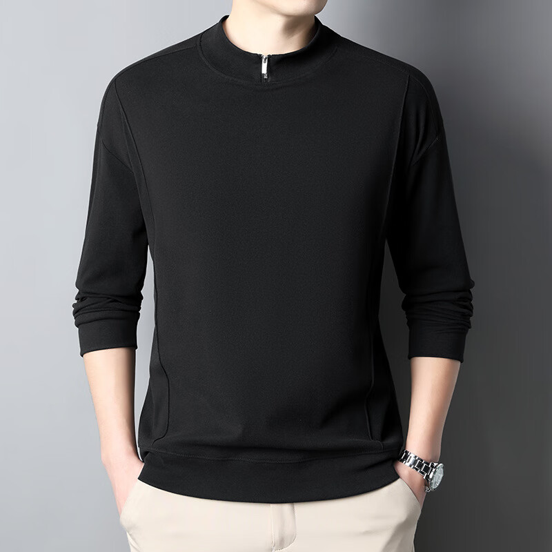 楠飞华裳2025秋冬新款德绒拉链立领男士长袖薄绒卫衣休闲保暖男内搭打底衫 Y90-灰色 XL (建议140-155斤)