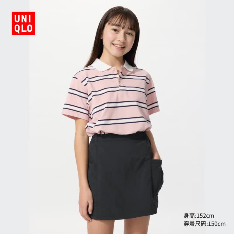 优衣库童装女童休闲迷你裙裤短裙短裤A字户外半身裙478594 09 黑色 120