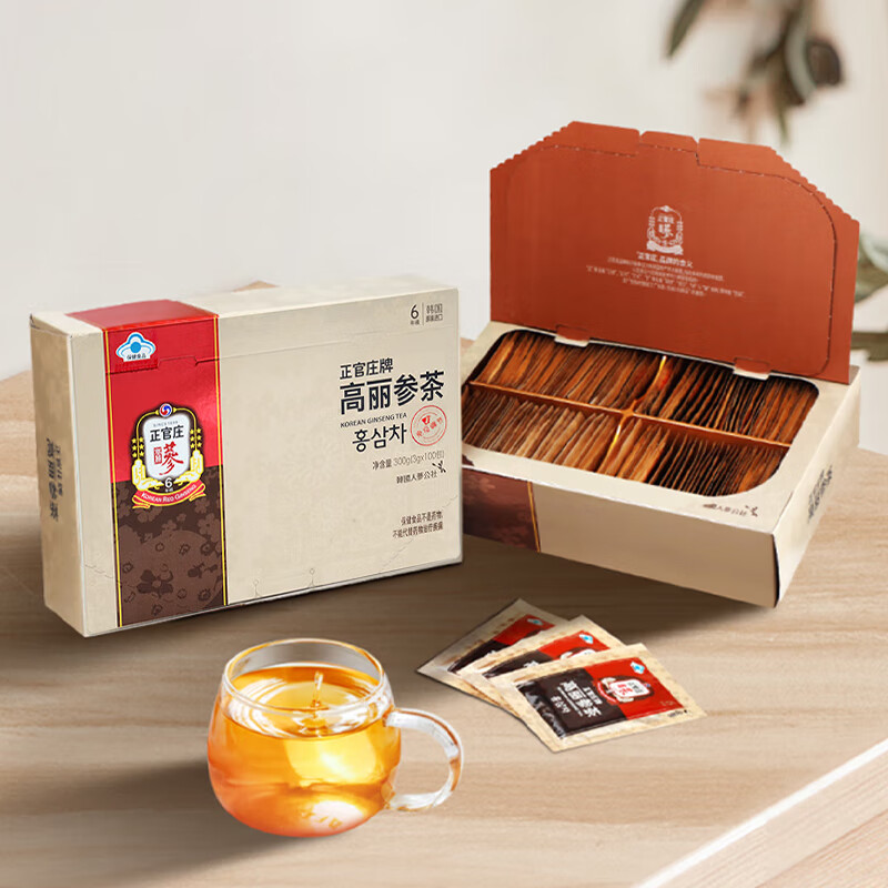 正官庄高丽参茶6年根红参人参茶300g(3g*100袋) 调节免疫原装进口
