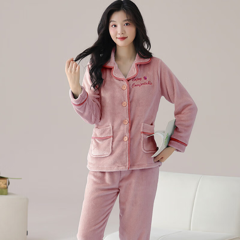 猫人(MiiOW)珊瑚绒女士睡衣女款秋冬季2025新款加绒加厚法兰绒家居服套装 WR1325女薄荷绿 2XL