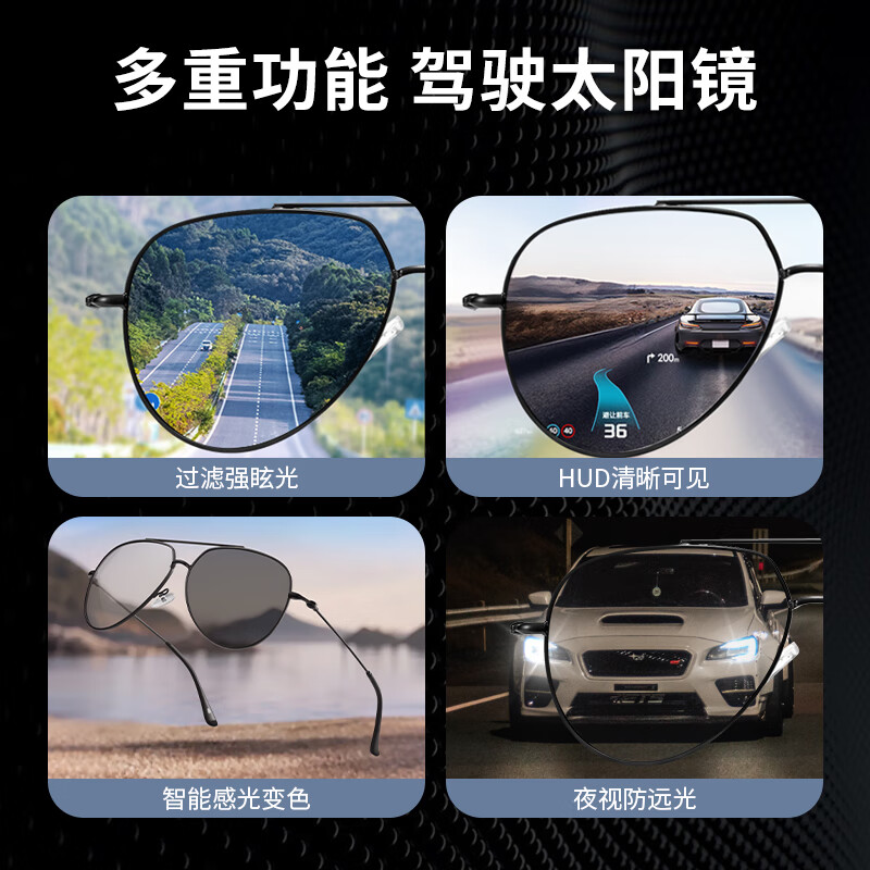 蔡司(ZEISS)镜片可选偏光太阳镜男变色近视墨镜日夜两用开车专用驾驶夜视眼镜 5102-黑框 colorein镜片浅灰变深灰【日夜两用】