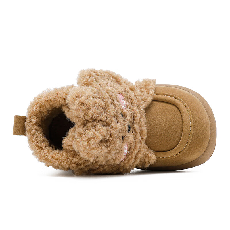 巴布豆（BOBDOG）童鞋女童冬季舒适保暖雪地靴2025小童加绒轻便靴子百搭时尚宝宝鞋 卡棕 23 适合脚长13.8cm