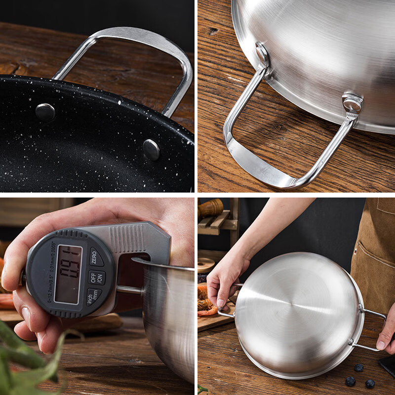 【精选直发】不锈钢单人拉面锅韩式泡面锅单人小火锅海鲜干锅家用 18cm 【金色】单人拉面锅