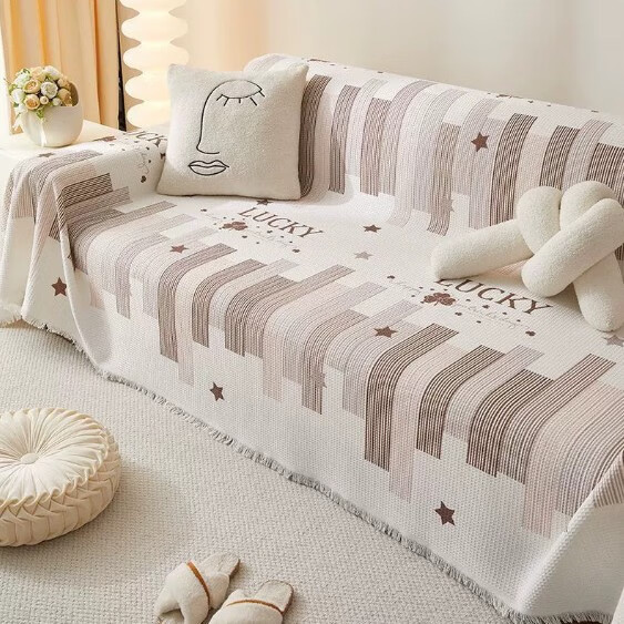 心愿系列华夫格沙发盖布四季通用沙发巾盖毯防猫抓可机洗 高端-心愿咖 180cm*260cm 双人位