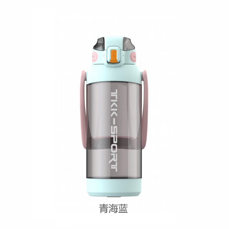 tkk网红爆款大容量运动便携塑料水杯户外健身吸管太空运动水壶 青海蓝