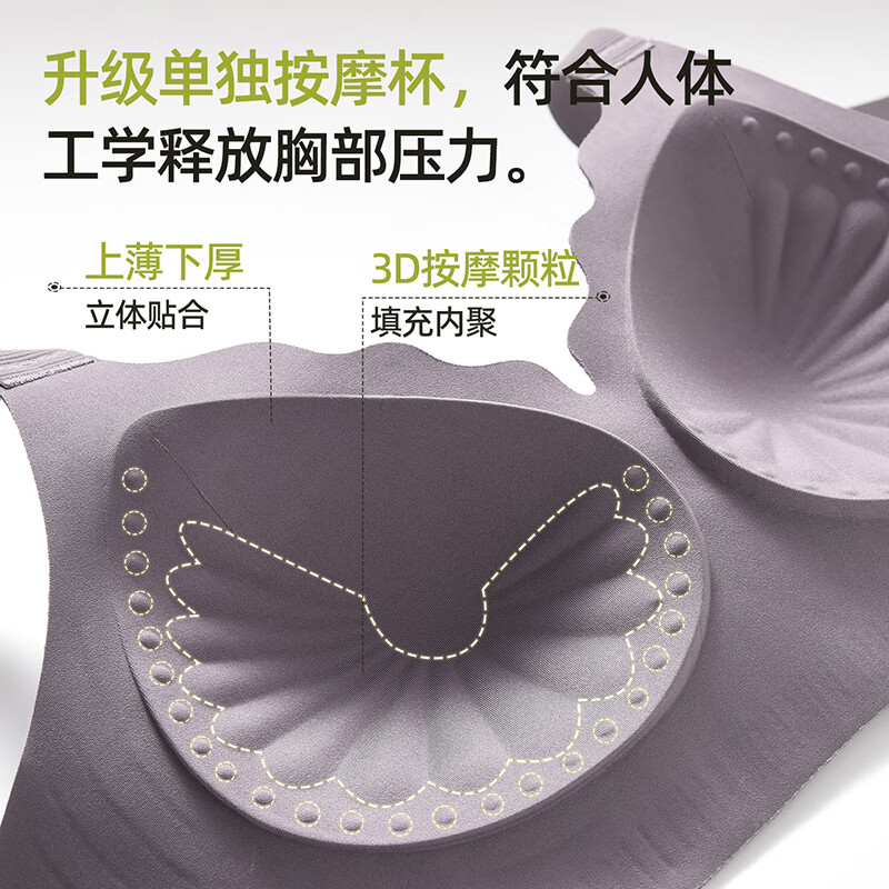 NW HAREM内衣女士文胸提胸上托聚拢防下垂春夏款胸罩宽肩带收副乳美背显瘦 灰紫色 M 码【推荐体重90-105斤】