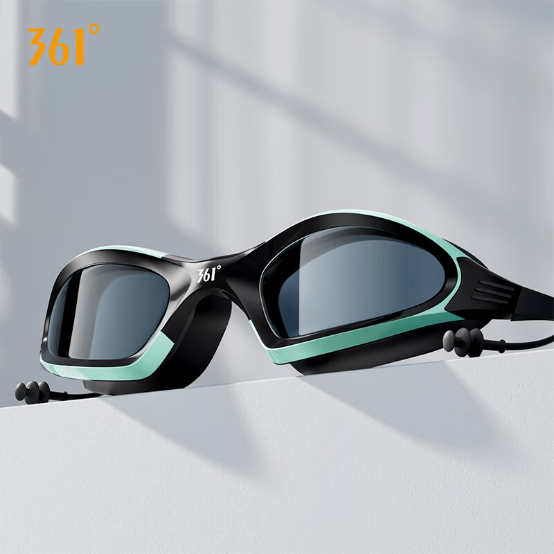 361°泳镜防水防雾高清男女成人带耳塞游泳眼镜潜水专业护目镜 蓝