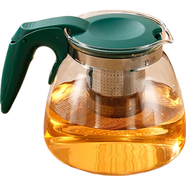 茶吧机饮水机玻璃电热水壶茶壶茶台电茶炉保温壶单壶带滤网耐高温茶具大容量水壶泡茶壶茶水分离 绿色半把款式
